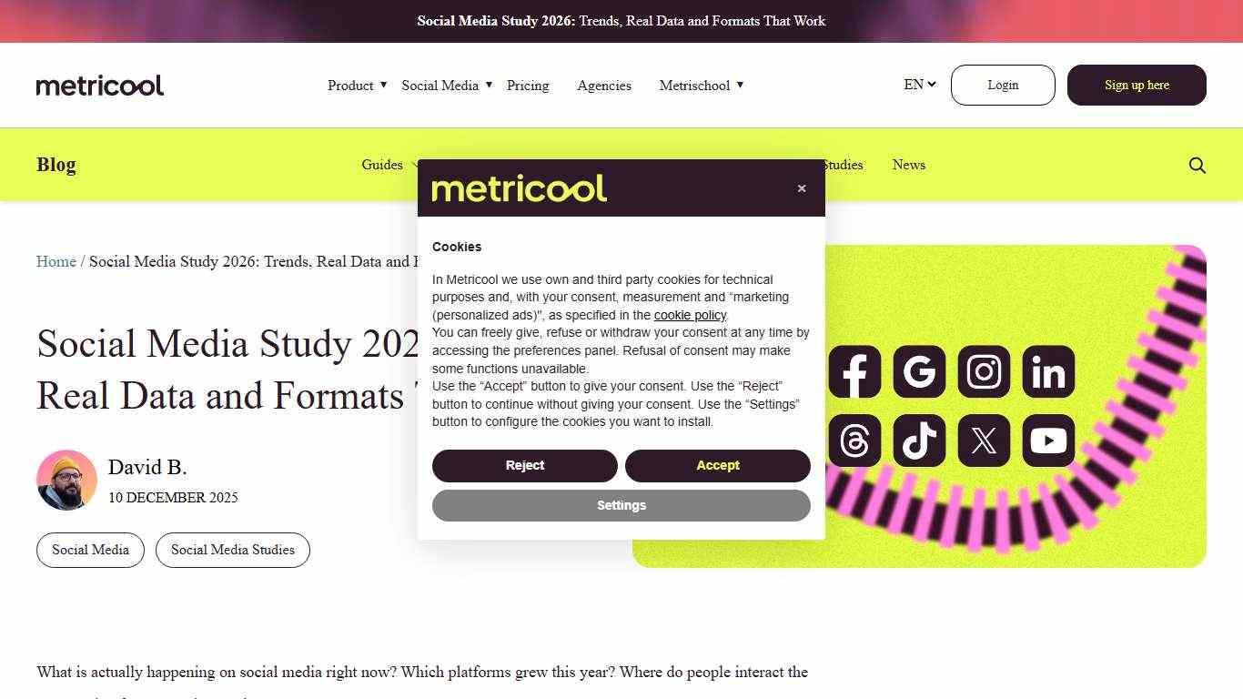 Social Media Study 2026: Trends, Real Data and Formats That Work | Metricool