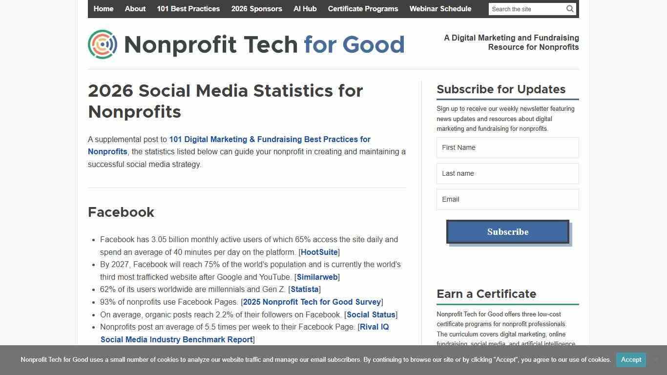 2026 Social Media Statistics for Nonprofits | Nonprofit Tech for Good