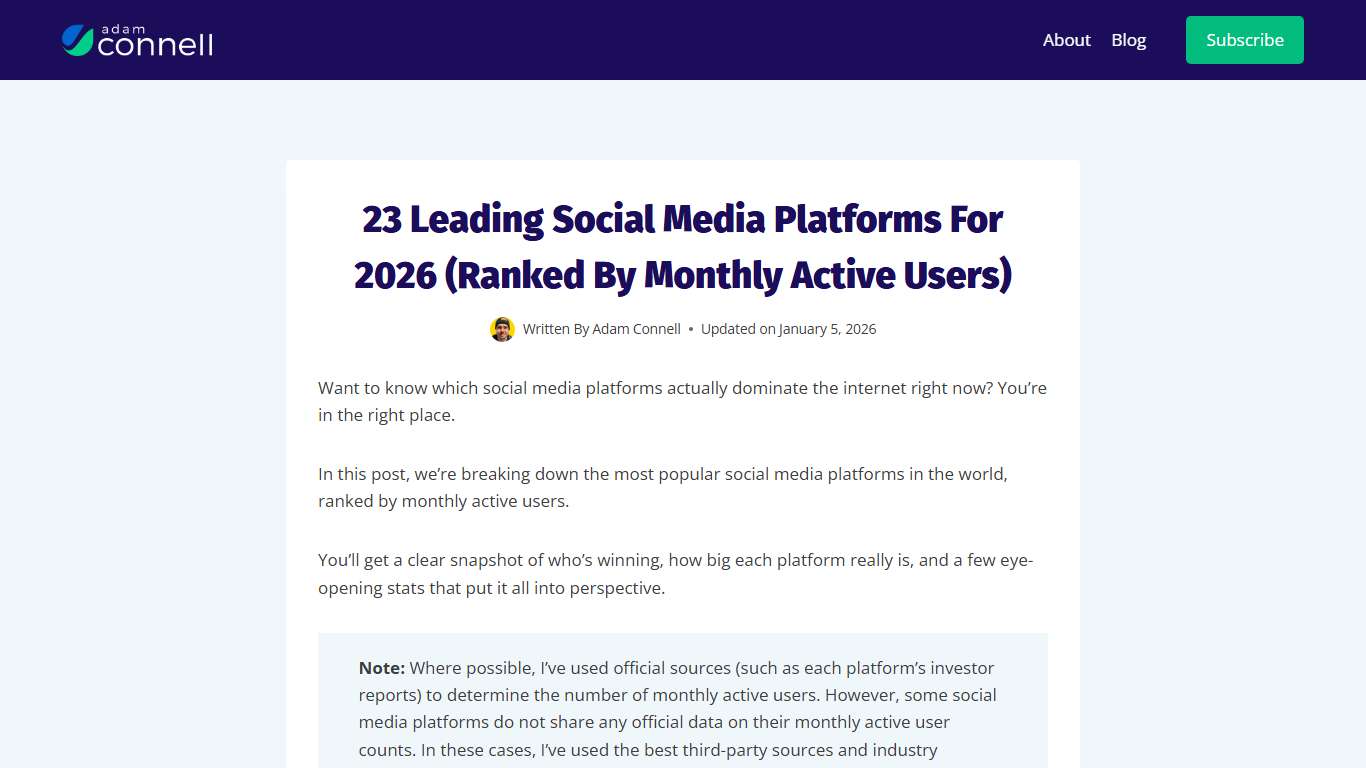 23 Leading Social Media Platforms For 2026 (Ranked By Monthly Active Users)